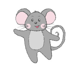 Cute vector mouse isolated on white background.