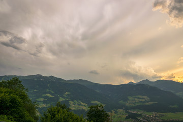 Stormy sky over the mountains of Tirol, Austria