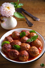 Meatballs in tomato sauce. Home made food. Concept for a tasty and healthy meal