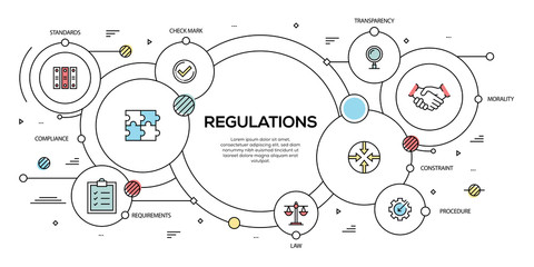 REGULATIONS VECTOR CONCEPT AND INFOGRAPHIC DESIGN