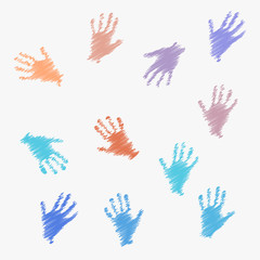 Gruppe von bunten Handabdrücken Hintergrund