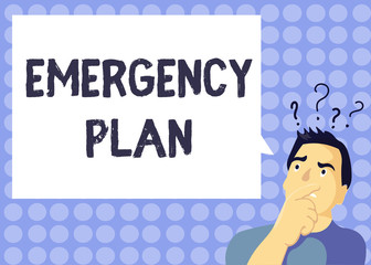 Handwriting text writing Emergency Plan. Concept meaning Procedures for response to major emergencies Be prepared.