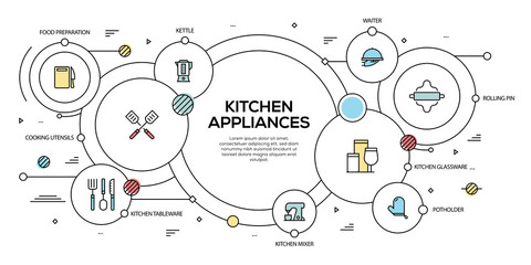 KITCHEN APPLIANCES VECTOR CONCEPT AND INFOGRAPHIC DESIGN