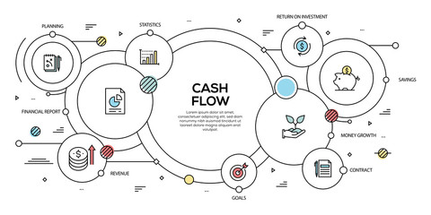 CASH FLOW VECTOR CONCEPT AND INFOGRAPHIC DESIGN
