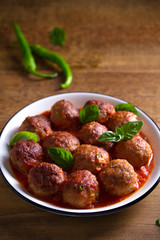 Meatballs in tomato sauce. Home made food. Concept for a tasty and healthy meal