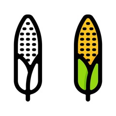 cartoon corn and corn outline set vector image