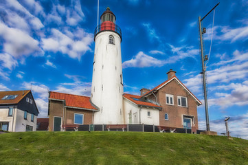 Fototapeta Close-up of the lighthouse of Urk at the Dutch Ijsselmeer.. obraz