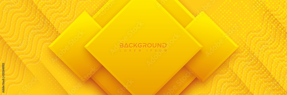 Poster blue background with orange and yellow color composition in the form of rectangle or rhombus. abstra
