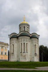 Fototapeta na wymiar White stone ancient Dmitrov Cathedral in Vladimir Russia
