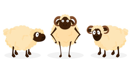 Illustration of Sheep animal on white background for Muslim Festival concept.