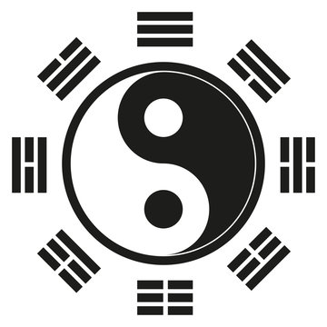 Icon symbol, Yin Yang, represents an oriental philosophy, oriental medicine. Ideal for educational and institutional materials