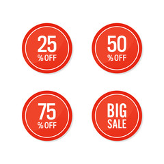 Red Sale Labels Vector Set Isolated stock illustration