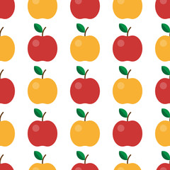 Fruits apple seamless pattern. Cute vector pattern. Isolated on white background