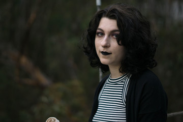 portrait of young emo goth model