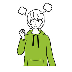 Illustration of a man who makes an angry look.
