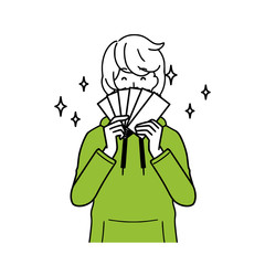 Illustration of a man making money.