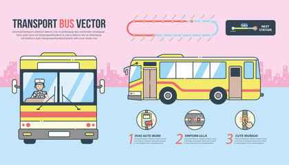 Transport bus route map template vector. business transportation, bus stop, city, school bus.