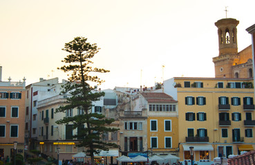 Main square of Ciutadella de Menorca of the Spanish islands