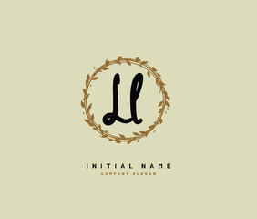 L LL Beauty vector initial logo, handwriting logo of initial signature, wedding, fashion, jewerly, boutique, floral and botanical with creative template for any company or business.