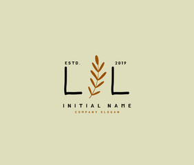 L LL Beauty vector initial logo, handwriting logo of initial signature, wedding, fashion, jewerly, boutique, floral and botanical with creative template for any company or business.