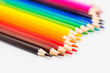 Color pencils isolated on neutral background. Back to school