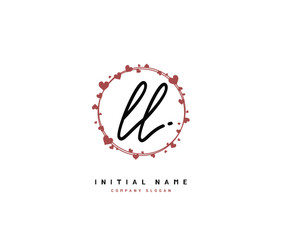 L LL Beauty vector initial logo, handwriting logo of initial signature, wedding, fashion, jewerly, boutique, floral and botanical with creative template for any company or business.