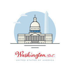 Capitol at Washington, D.C. flat vector illustration