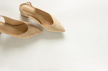 Wedding background with shoes. Top view, flat lay