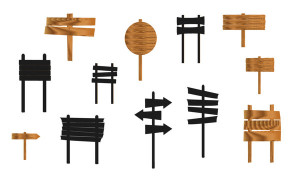 Multiple sets of wooden signs for various tasks or as templates