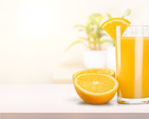 Orange Juice in glass on   background.
