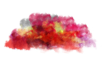 Fototapeta premium Freeze motion of colorful color powder exploding on white background. Paint Holi.