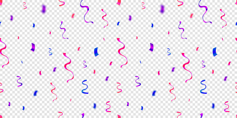 Vector Seamless Serpentine Pattern Isolated on Transparent Background, Motion Blur, Colorful Blue, Pink and Purple Cerpantine.