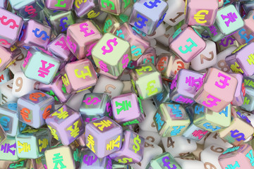 Background abstract, bunch of currency & number character sign or symbol for design, graphic...