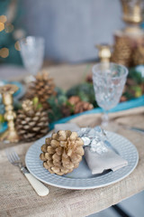 Christmas table with rustic decorations