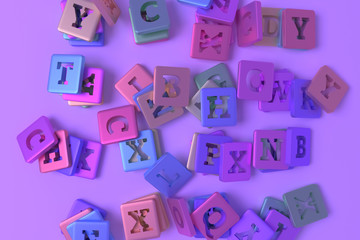 Background abstract, bunch of character sign or symbol for design, graphic resource. 3D render.