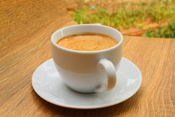  Milk coffee with bubbly chocolate latte with saucer