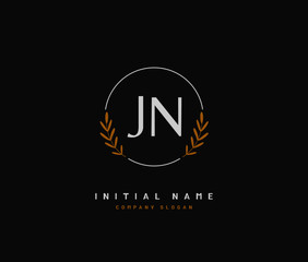 J N JN Beauty vector initial logo, handwriting logo of initial signature, wedding, fashion, jewerly, boutique, floral and botanical with creative template for any company or business.