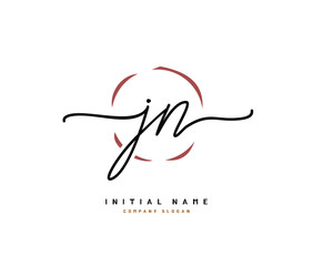 J N JN Beauty vector initial logo, handwriting logo of initial signature, wedding, fashion, jewerly, boutique, floral and botanical with creative template for any company or business.