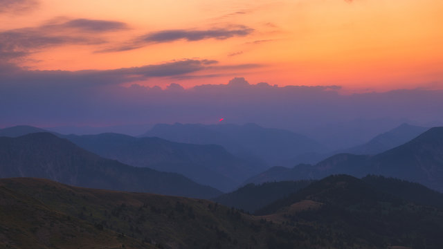 Colorful Sunset On Agrafa Mountains