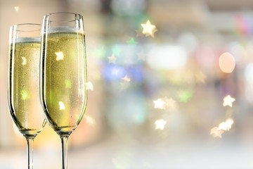 Two glasses of champagne isolated on white background
