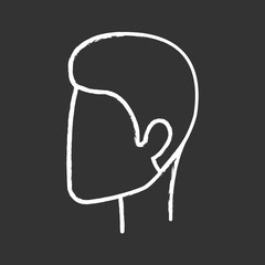 Man hairstyle glyph icon. Hair care. Man head with short stylish haircut. Professional hairstyling. Hairdresser services. Barbershop. Silhouette symbol. Negative space. Vector isolated illustration