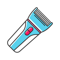 Hair clipper color icon. Electric hair trimmer. Haircutting machine. Implement for making short haircut. Professional man hairstyling. Hairdresser tool. Isolated vector illustration
