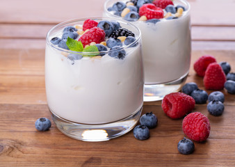 Natural Greek yogurt and wild berries