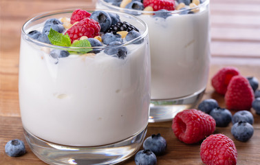 Natural Greek yogurt and wild berries