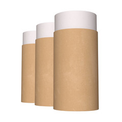 Kraft paper cardboard tube package mock up. 3d render isolated on white background.