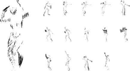 Line man - conceptual, creative abstract character from lines in various interesting poses 1 color