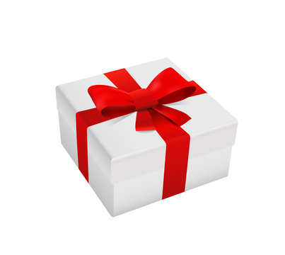 Gift Box Red Ribbon And Bow Vector Illustration