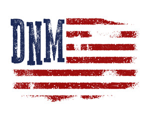 T-shirt graphic design with american flag and grunge texture. Vector illustration.