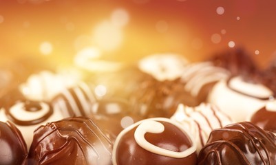 Dark, milk and white chocolate candies / pralines / truffles, assorted