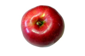 One fresh red apple isolated on white background closeup